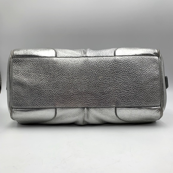 Auth Celine Silver Metallic Pebble Grain Leather Handbag - Picture 8 of 12